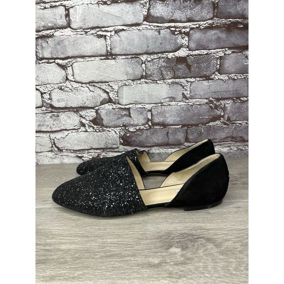 Jimmy Choo London Black Suede Leather Sparkle D’ Orsay Flats Women’s 42EU/11M US - Picture 1 of 16